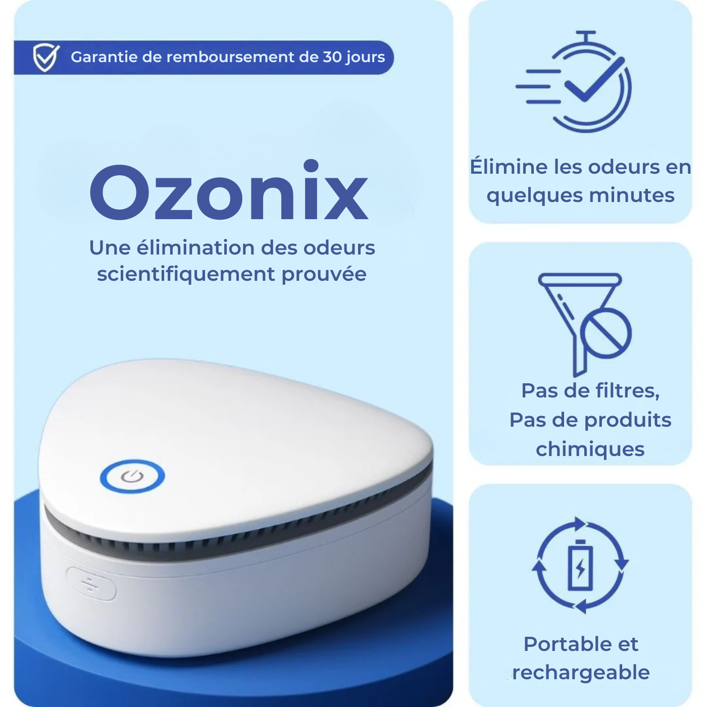 Ozonix - Éliminez la fumée, les odeurs d'animaux et celles de cuisine